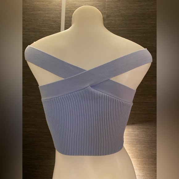 Aritzia Sculpt knit Criss Cross Top (light blue) - Picture 6 of 7